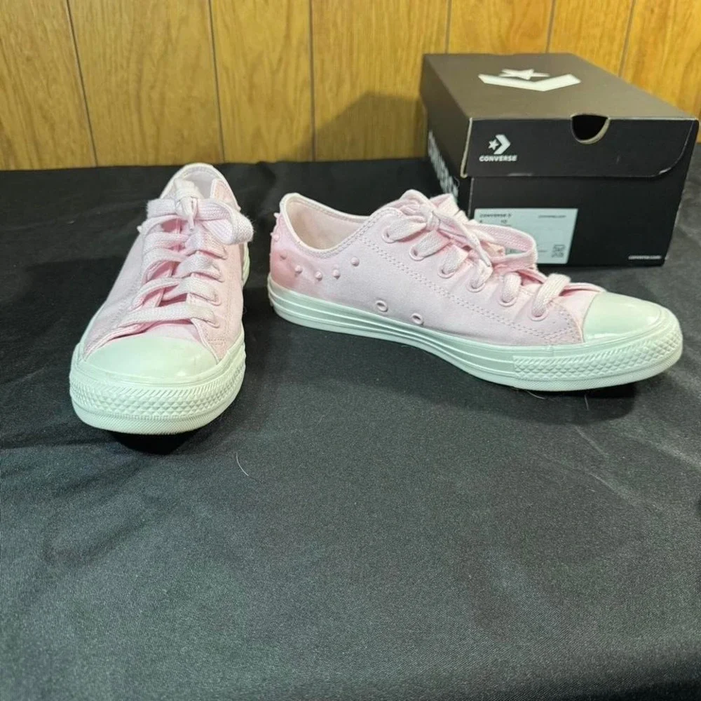 Pink Converse All Star Low Top trainers with pink studs Size 10 Womens NEW - Picture 8 of 8